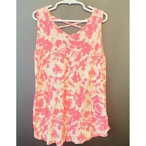 True Craft Pink Tie Dye Loose Tank Youth Large L
